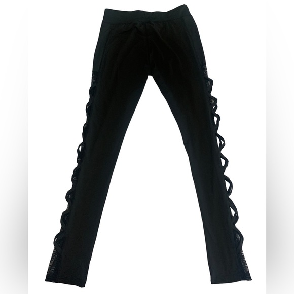 NWT Black Crisscross Mesh Leggings-Size L/XL - Picture 3 of 15